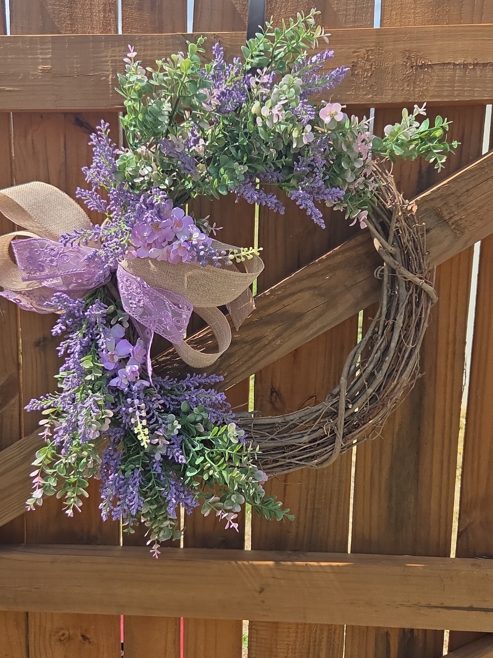 Lavender & Lilac Everyday Wreath with Burlap Bow